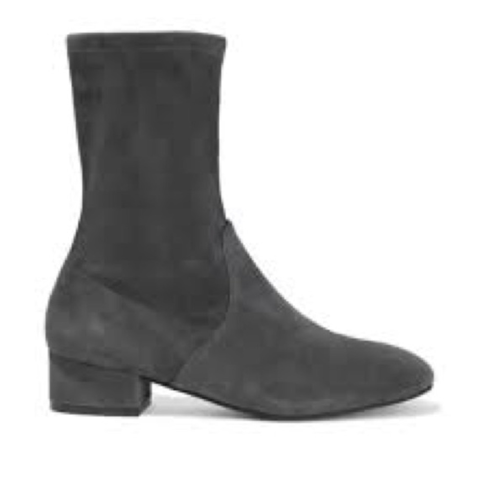 Stuart Weitzman Raissa Stretch-Suede Sock Bootie Dark Grey Size‎ 9
